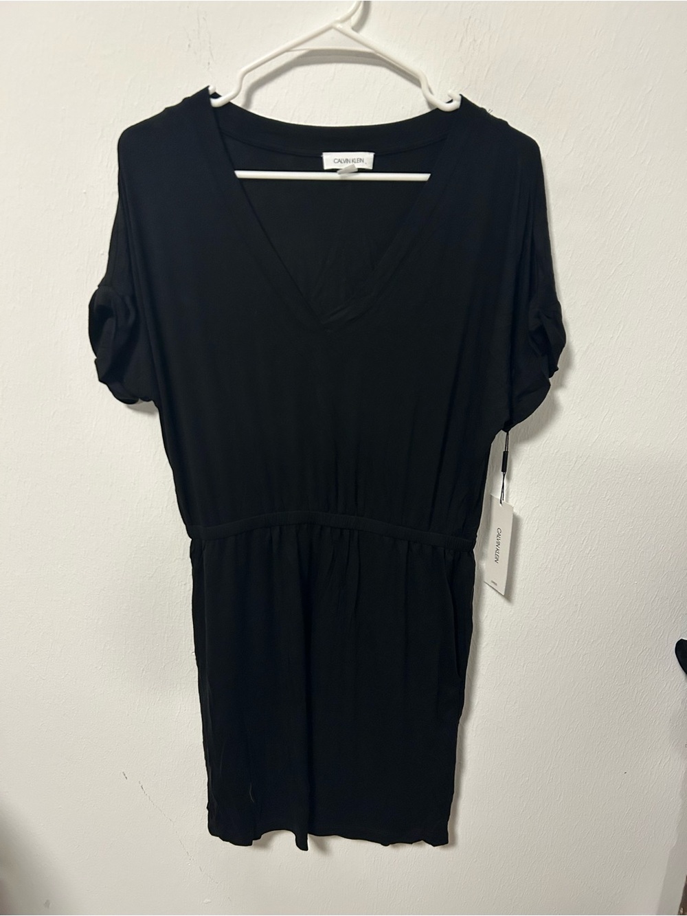 calvin klein black knit dress stretch jersey dress